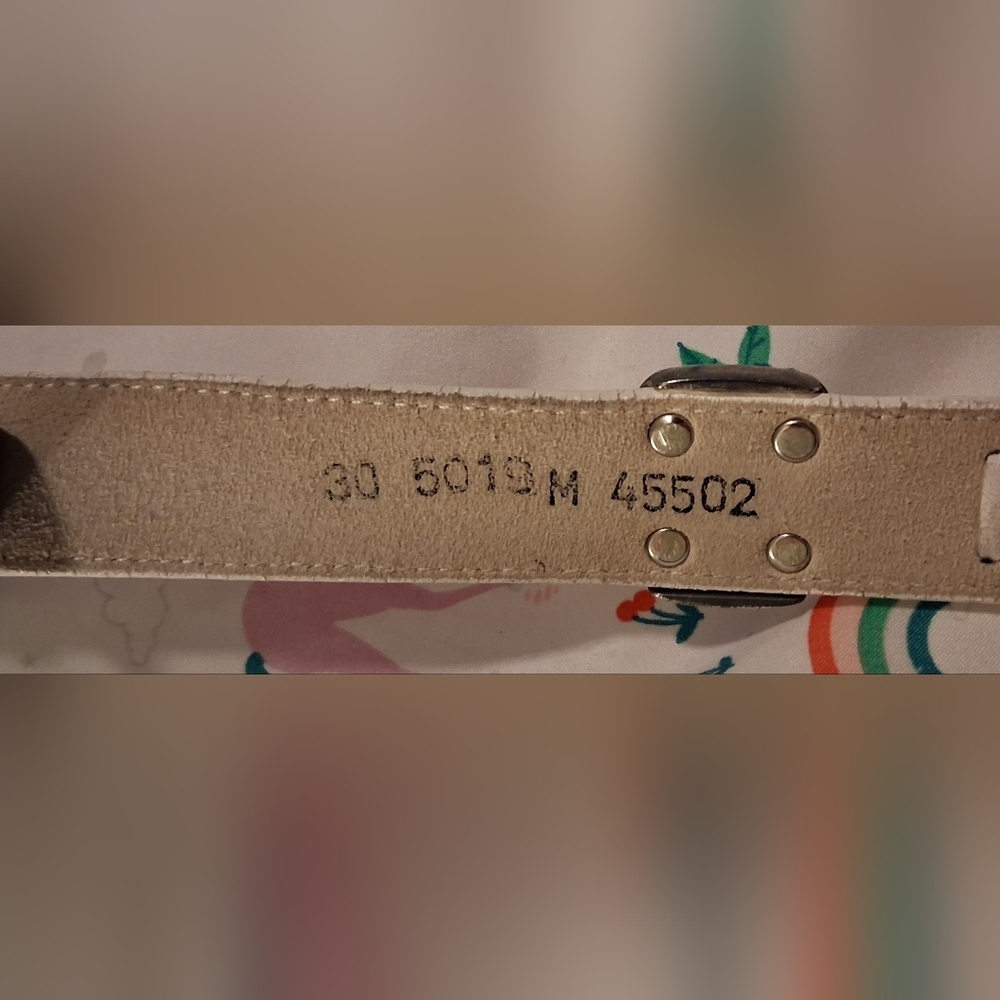 EUC Vintage 1991 Brighton White Leather & Silver Concho Stitch Boho Belt 36.5in - Picture 6 of 7